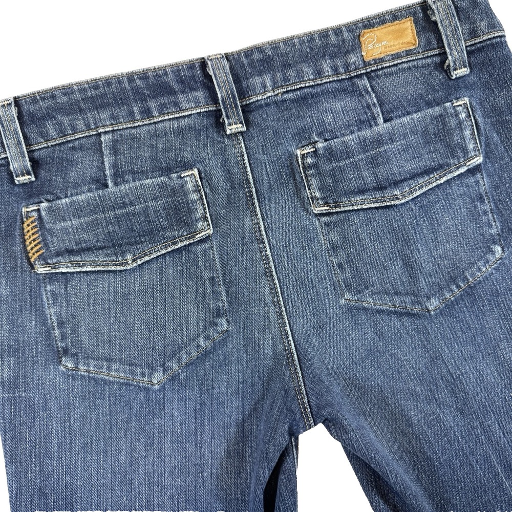 Paige Premium Denim Cropped Jeans Womens 28 Blue Dark Wash Flap Pocket Capri